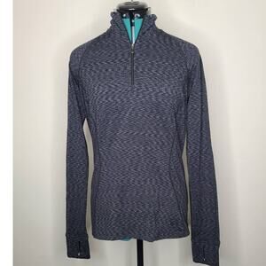 REI black spacedye quarter zip pullover long sleeve shirt - medium